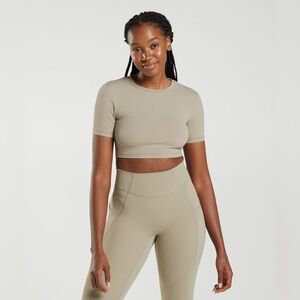 Gymshark x Whitney Short Sleeve Crop Top - Cement Brown